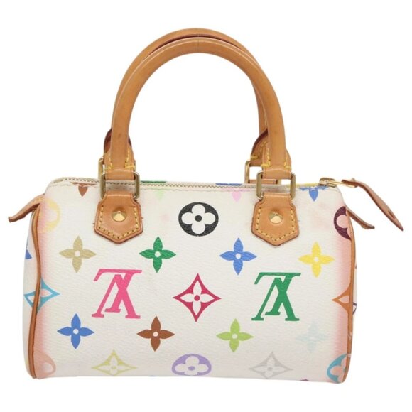 LOUIS VUITTON Monogram Multicolor Mini Speedy Hand Bag White M92645 Auth 101826V - Picture 2 of 16